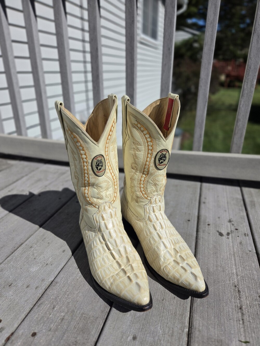 Men’s Donaldo Bone White Alligator Print Cowboy Boots - Size 10